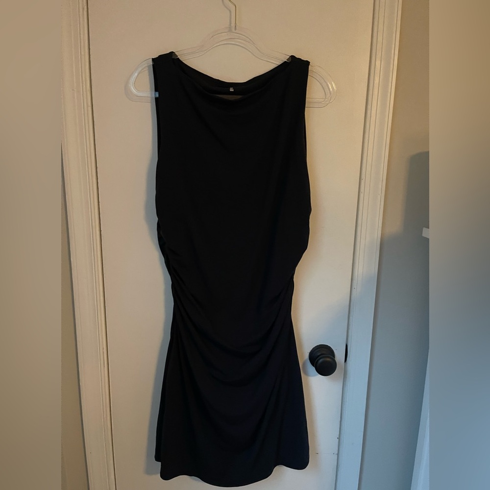 Abercrombie & Fitch Black Sleeveless Ruched Bodycon Dress